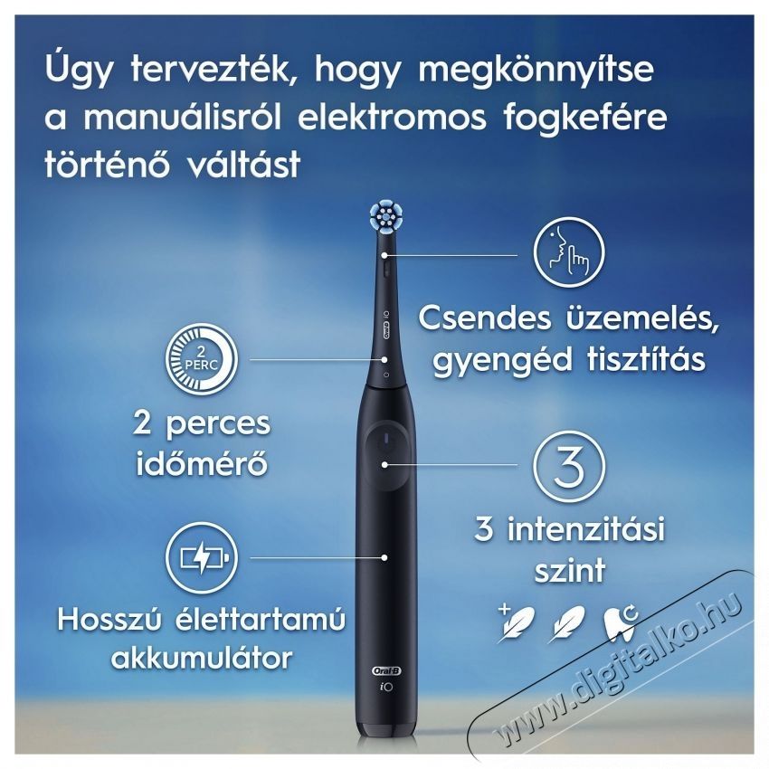 Oral-B iO2 elektromos fogkefe, Night Black, &eacute;jfekete Sz&eacute;ps&eacute;g&aacute;pol&aacute;s / Eg&eacute;szs&eacute;g - Sz&aacute;j / fog &aacute;pol&aacute;s - Elektromos fogkefe - 530974