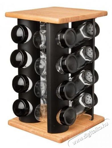 Orion Fűszertartó, üveg/műanyag 16 db + állvány fa/fém BLACK Konyhai termékek - Konyhai eszköz - Egyéb konyhai eszköz - 527618