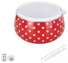 Orion Zománcozott tál + fedő, pöttyös, 13 cm Konyhai termékek - Edény - Ételtároló - 527655