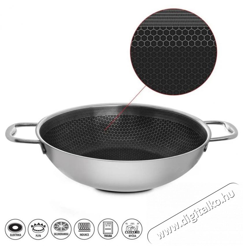 Orion COOKCELL WOK Serpenyő, tapad&aacute;smentes fel&uuml;let, 3 r&eacute;teg, &aacute;tm. 28 cm Konyhai term&eacute;kek - Ed&eacute;ny - Wok serpenyő - 529832