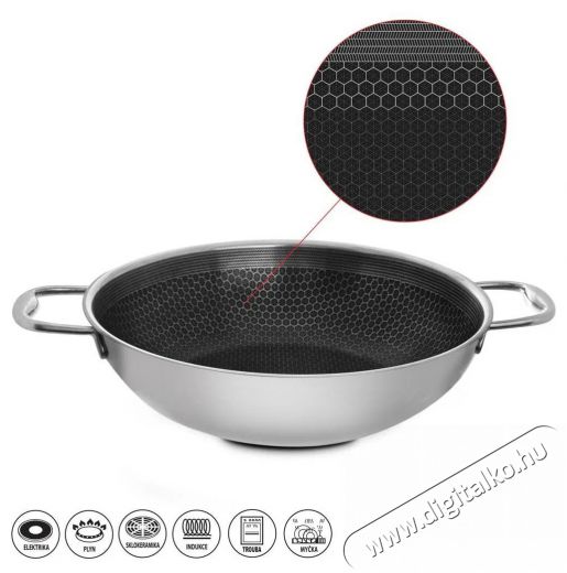 Orion COOKCELL WOK Serpenyő, tapad&aacute;smentes fel&uuml;let, 3 r&eacute;teg, &aacute;tm. 28 cm Konyhai term&eacute;kek - Ed&eacute;ny - Wok serpenyő - 529832