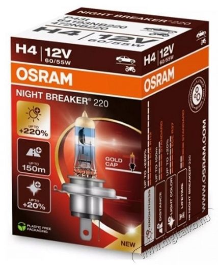 Osram H4 Night Breaker +220% Aut&oacute;s izz&oacute;, 12V, 55 / 60W, 1 db Aut&oacute;hifi / Aut&oacute; felszerel&eacute;s - Aut&oacute;s / aut&oacute;hifi kieg&eacute;sz&iacute;tő - Egy&eacute;b aut&oacute;s kieg&eacute;sz&iacute;tő - 535482