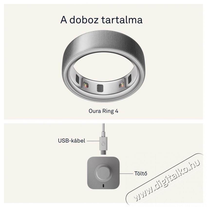 Oura Ring 4 Brushed Silver, 11 Mobil / Kommunik&aacute;ci&oacute; / Smart - Okos eszk&ouml;z - Egy&eacute;b okos eszk&ouml;z - 527721
