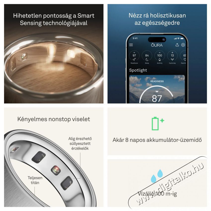 Oura Ring 4 Brushed Silver, 11 Mobil / Kommunik&aacute;ci&oacute; / Smart - Okos eszk&ouml;z - Egy&eacute;b okos eszk&ouml;z - 527721