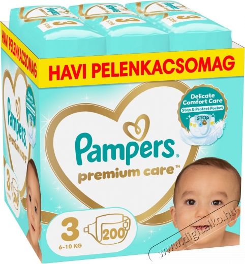 PAMPERS Premium Care 3 (200 db) Eldobhat&oacute; pelenka Sz&eacute;ps&eacute;g&aacute;pol&aacute;s / Eg&eacute;szs&eacute;g - Baba mama term&eacute;k - Egy&eacute;b baba mama term&eacute;k - 531409