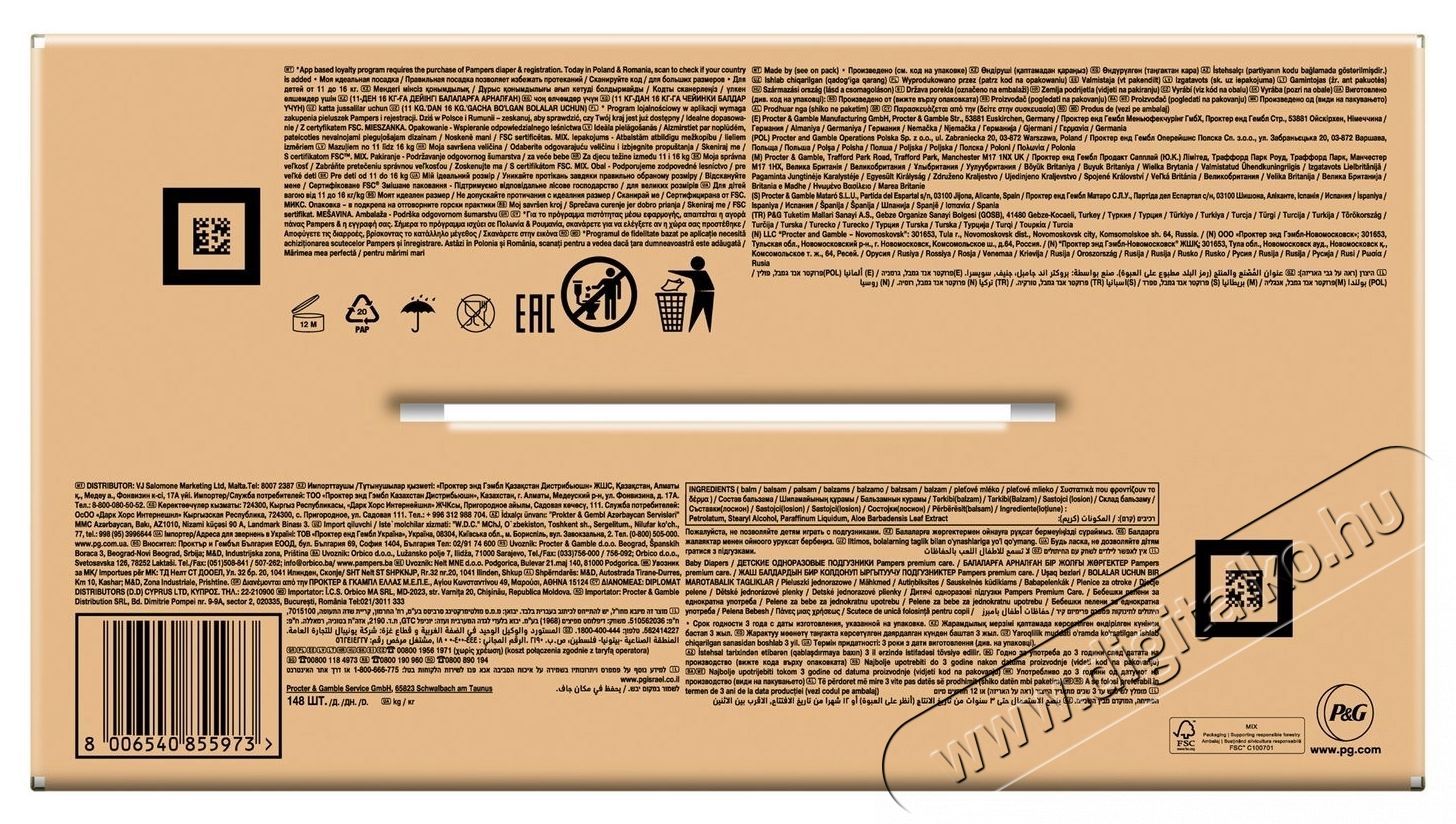 PAMPERS Premium Care 5 (148 db) Eldobhat&oacute; pelenka Sz&eacute;ps&eacute;g&aacute;pol&aacute;s / Eg&eacute;szs&eacute;g - Baba mama term&eacute;k - Egy&eacute;b baba mama term&eacute;k - 534785