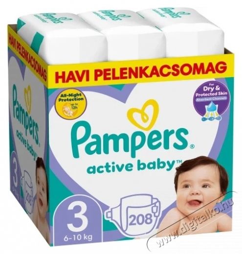PAMPERS Active Baby 3 Midi (208 db) - egyhavi csomag Sz&eacute;ps&eacute;g&aacute;pol&aacute;s / Eg&eacute;szs&eacute;g - Baba mama term&eacute;k - Egy&eacute;b baba mama term&eacute;k - 537935