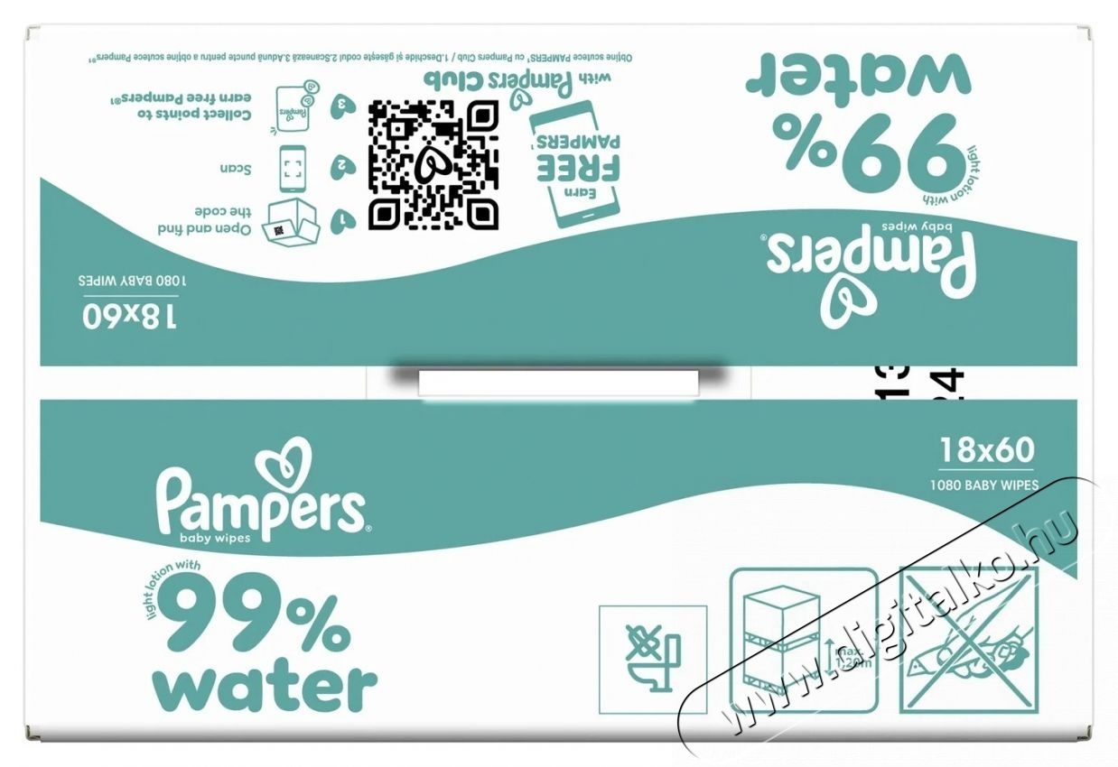 PAMPERS Pampers 99  Water, 1080 db (18x 60 db) Sz&eacute;ps&eacute;g&aacute;pol&aacute;s / Eg&eacute;szs&eacute;g - Baba mama term&eacute;k - Egy&eacute;b baba mama term&eacute;k - 537967