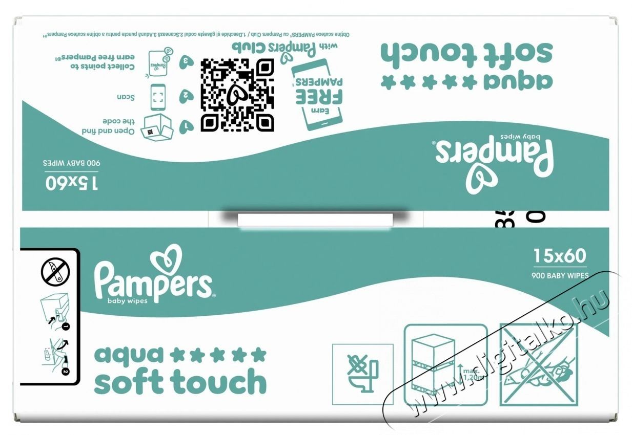 PAMPERS Pampers Aqua Soft Touch, 900 db (15x 60 db) Sz&eacute;ps&eacute;g&aacute;pol&aacute;s / Eg&eacute;szs&eacute;g - Baba mama term&eacute;k - Egy&eacute;b baba mama term&eacute;k - 537968