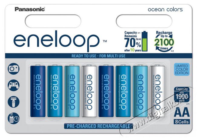 PANASONIC eneloop AA akku (1900mAh) (BK-3MCCE/8SE) 8db Akkuk és töltők - Elem méretű akku és töltő - Akku - 310200