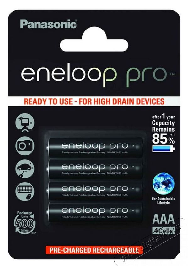 PANASONIC eneloop pro AAA akku 930mAh (BK-4HCDE/4BE) - 4db / bliszter Akkuk és töltők - Elem méretű akku és töltő - Akku - 299936
