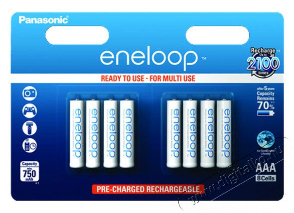 PANASONIC eneloop AAA akku (750mAh) (BK-4MCCE/8BE) 8db Akkuk és töltők - Elem méretű akku és töltő - Akku - 302460