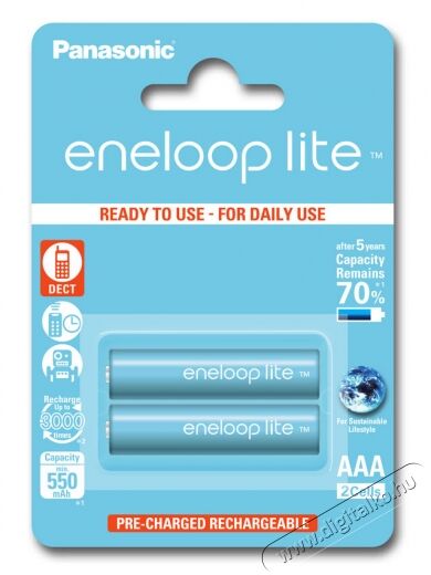 PANASONIC eneloop AAA akku (550 mAh) (BK4LCCE/2BE) 2db Akkuk és töltők - Elem méretű akku és töltő - Akku - 302463