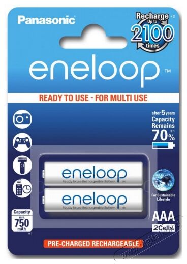 PANASONIC eneloop AAA akku (750mAh) (BK-4MCCE/2BE) 2db Akkuk és töltők - Elem méretű akku és töltő - Akku - 302459