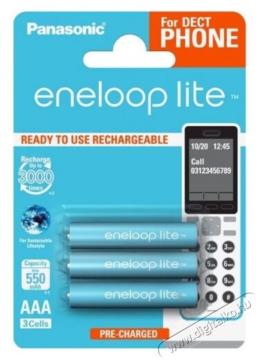 PANASONIC Eneloop BK4LCCE-3DE 550mAh Lite 3xAAA akkucsomag Akkuk és töltők - Elem méretű akku és töltő - Akku - 310193