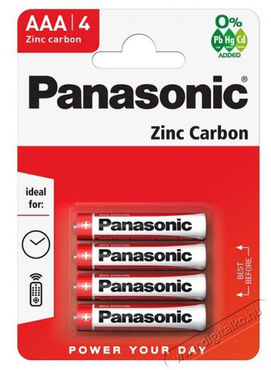 PANASONIC RedZinc R03RZ/4BP AAA/mikro cink-mangán tartós elem 4 db/csomag Akkuk és töltők - Elem - 464019