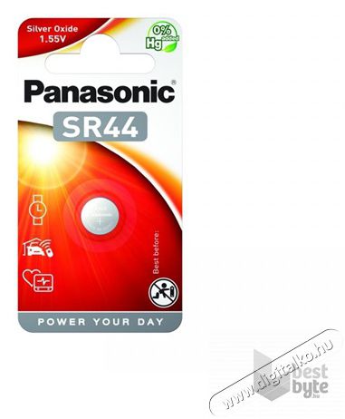 PANASONIC SR-44 1,55V ezüst-oxid óraelem 1db/csomag Akkuk és töltők - Elem - 464024