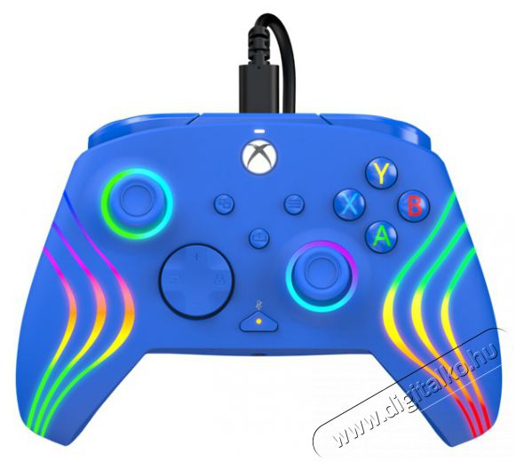 PDP 049-024-BL Afterglow Wave Xbox Series X|S/Xbox One/PC RGB LED kék vezetékes kontroller Iroda és számítástechnika - Játék konzol - Kontroller - 500131