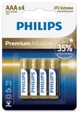PHILIPS LR03M4B/10 Premium Alkaline AAA elem - 4db Akkuk és töltők - Elem - 362100