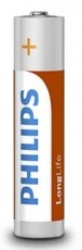 PHILIPS R03L4B/10 Longlife AAA elem - 4db Akkuk és töltők - Elem - 362093