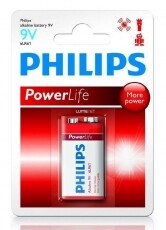 PHILIPS 6LR61P1B 9 V PowerLife elem Akkuk és töltők - Elem - 301136