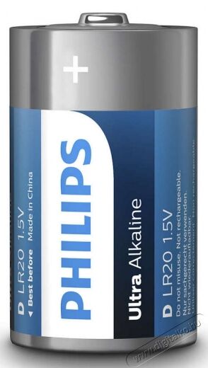 PHILIPS LR20E2B/10 Ultra Alkaline elem - 2db Akkuk és töltők - Elem - 362105