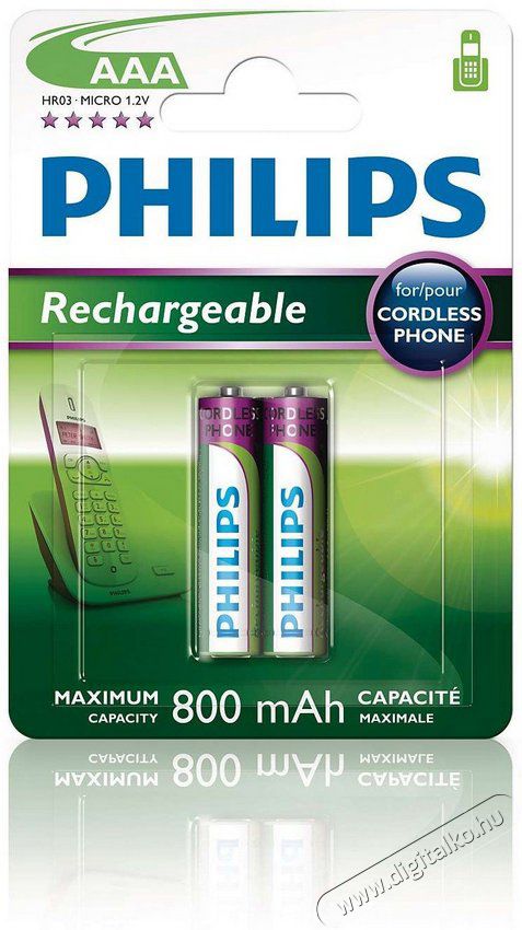 PHILIPS R03B2A80/10 800 mAh akku Akkuk és töltők - Elem méretű akku és töltő - Akku - 362101