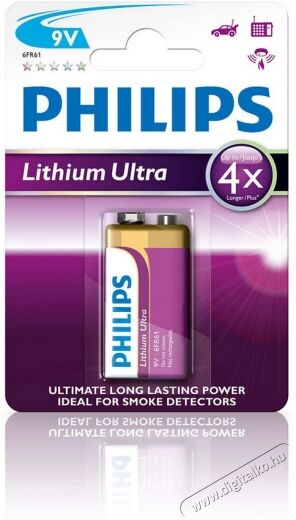 PHILIPS 6FR61LB1A/10 9V litium elem Akkuk és töltők - Elem - 362091