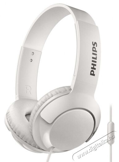 PHILIPS SHL3075WT/00 Bass+ mikofonos fejhallgató - fehér Audio-Video / Hifi / Multimédia - Fül és Fejhallgatók - Fejhallgató mikrofonnal / headset - 325805