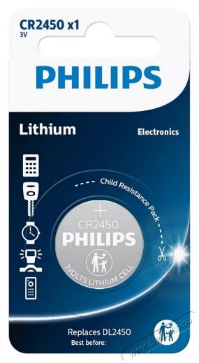 PHILIPS CR2450/10B Gombelem lítium Akkuk és töltők - Elem - 366562