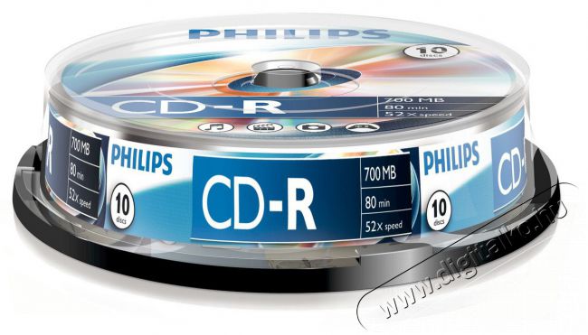 PHILIPS CD-R80CB 52x Cake box lemez 10db/csomag Iroda és számítástechnika - Számítógép tartozék - CD / DVD tartó / tasak - 386100