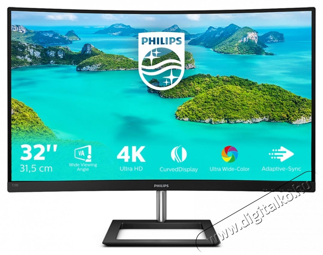PHILIPS &Iacute;velt VA monitor 31.5 328E1CA, 3840x2160, 16:9, 250cd/m2, 4ms, 2xHDMI/DisplayPort, hangsz&oacute;r&oacute; Iroda &eacute;s sz&aacute;m&iacute;t&aacute;stechnika - Monitor - Monitor - 488193