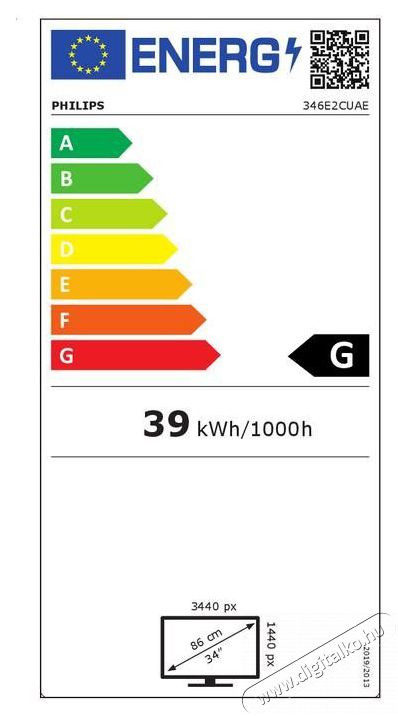 PHILIPS &Iacute;velt VA monitor 34 346E2CUAE, 3440x1440, 21:9, 350cd/m2, 1ms, 100Hz, USB-C/4xUSB/DisplayPort/HDMI, hangsz&oacute;r&oacute; Iroda &eacute;s sz&aacute;m&iacute;t&aacute;stechnika - Monitor - Monitor - 490560