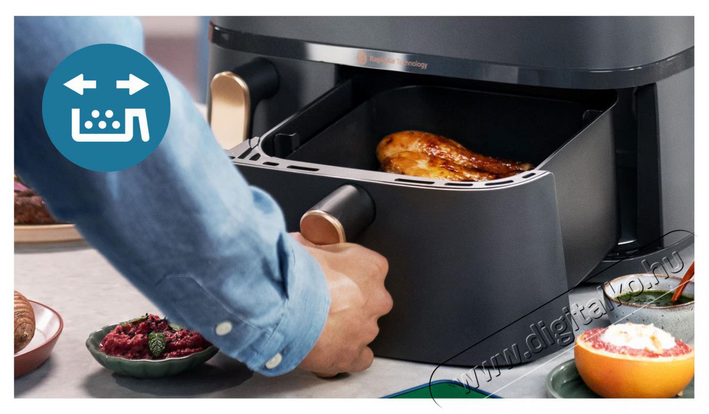 PHILIPS Airfryer Series 5000 NA552/00 hől&eacute;gkeverős s&uuml;tő gőzzel Konyhai term&eacute;kek - Konyhai kisg&eacute;p (s&uuml;t&eacute;s / főz&eacute;s / hűt&eacute;s / &eacute;telk&eacute;sz&iacute;t&eacute;s) - L&eacute;gkever&eacute;ses főzőg&eacute;p / elektromos kukta / multifunkci&oacute;s s&uuml;tő - 505481