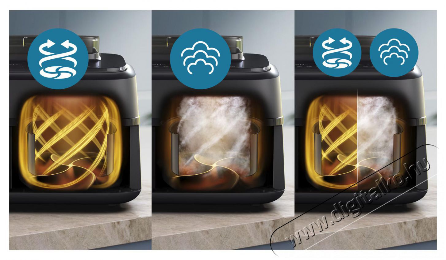 PHILIPS Airfryer Series 5000 NA552/00 hől&eacute;gkeverős s&uuml;tő gőzzel Konyhai term&eacute;kek - Konyhai kisg&eacute;p (s&uuml;t&eacute;s / főz&eacute;s / hűt&eacute;s / &eacute;telk&eacute;sz&iacute;t&eacute;s) - L&eacute;gkever&eacute;ses főzőg&eacute;p / elektromos kukta / multifunkci&oacute;s s&uuml;tő - 505481