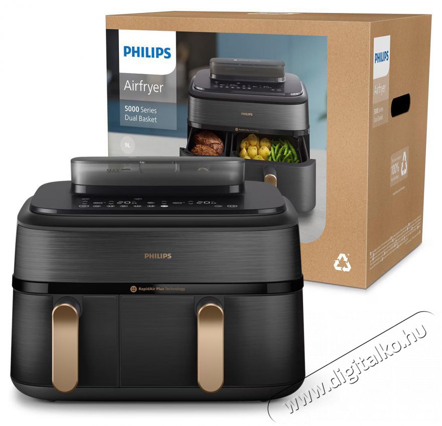 PHILIPS Airfryer Series 5000 NA552/00 hől&eacute;gkeverős s&uuml;tő gőzzel Konyhai term&eacute;kek - Konyhai kisg&eacute;p (s&uuml;t&eacute;s / főz&eacute;s / hűt&eacute;s / &eacute;telk&eacute;sz&iacute;t&eacute;s) - L&eacute;gkever&eacute;ses főzőg&eacute;p / elektromos kukta / multifunkci&oacute;s s&uuml;tő - 505481