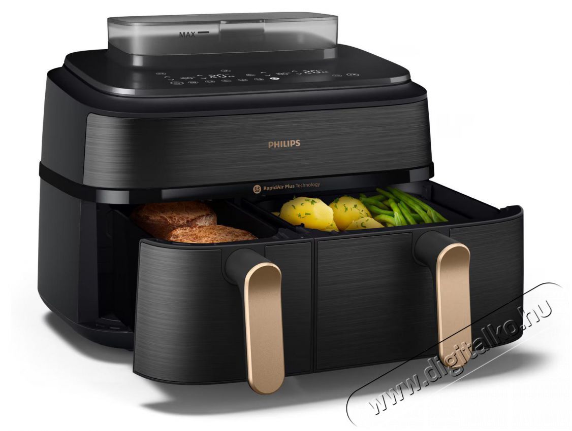 PHILIPS Airfryer Series 5000 NA552/00 hől&eacute;gkeverős s&uuml;tő gőzzel Konyhai term&eacute;kek - Konyhai kisg&eacute;p (s&uuml;t&eacute;s / főz&eacute;s / hűt&eacute;s / &eacute;telk&eacute;sz&iacute;t&eacute;s) - L&eacute;gkever&eacute;ses főzőg&eacute;p / elektromos kukta / multifunkci&oacute;s s&uuml;tő - 505481