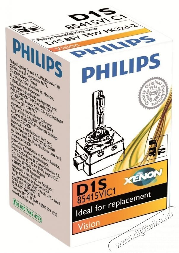 PHILIPS D1S Vision Xenon izz&oacute;, 85V, 35W Aut&oacute;hifi / Aut&oacute; felszerel&eacute;s - Aut&oacute;s / aut&oacute;hifi kieg&eacute;sz&iacute;tő - Egy&eacute;b aut&oacute;s kieg&eacute;sz&iacute;tő - 535490
