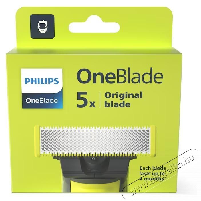 PHILIPS Reserve OneBlade QP250/50 tartal&eacute;k kefe, Rozsdamentes ac&eacute;l, Nedves &eacute;s sz&aacute;raz, 5 peng&eacute;s k&eacute;szlet, Kompatibilis a Philips OneBlade &eacute;s OneBladePro term&eacute;kkel, Z&ouml;ld Sz&eacute;ps&eacute;g&aacute;pol&aacute;s / Eg&eacute;szs&eacute;g - Szőrtelen&iacute;tő / borotva - F&eacute;rfi szőrtelen&iacute;tő kieg&eacute;sz&iacute;tő - 537205