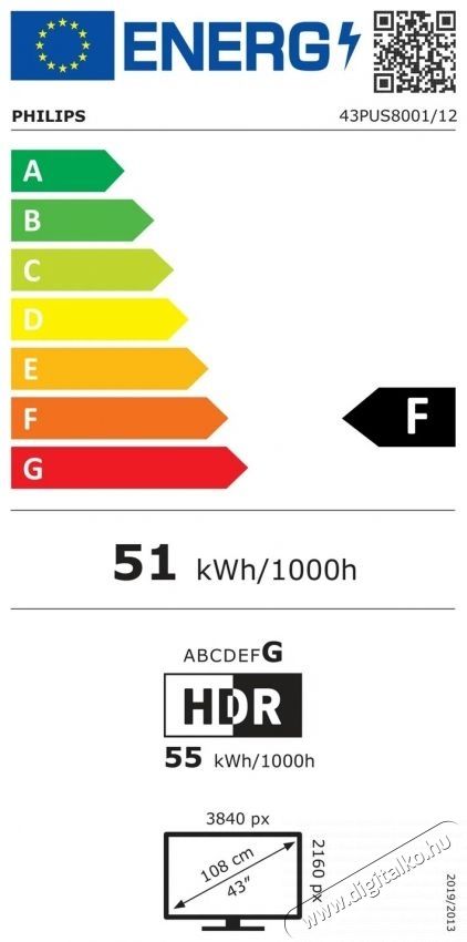 PHILIPS AMBILIGHT LED 43PUS8001 Telev&iacute;zi&oacute; (2026-os modell), 108 cm, Smart TV, Ultra HD 4K, F energiaoszt&aacute;ly Telev&iacute;zi&oacute;k - LED telev&iacute;zi&oacute; - UHD 4K felbont&aacute;s&uacute; - 540456