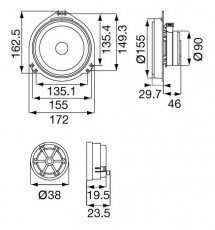 Pioneer TS-Q172C hangsugárzó Autóhifi / Autó felszerelés - Autó hangsugárzó - Hangszóró - 313606