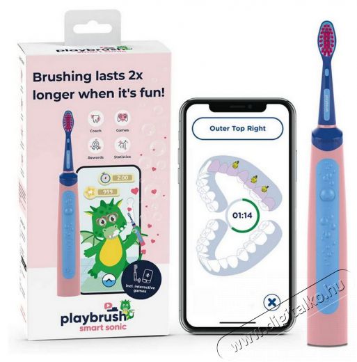 Playbrush Smart Sonic elektromos fogkefe - kék-rózsaszín Szépségápolás / Egészség - Száj / fog ápolás - Elektromos fogkefe - 370347