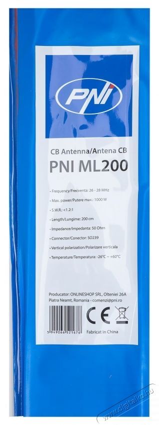PNI ML200 CB antenna, hossza 200cmm Aut&oacute;hifi / Aut&oacute; felszerel&eacute;s - Aut&oacute;s / aut&oacute;hifi kieg&eacute;sz&iacute;tő - Egy&eacute;b aut&oacute;s kieg&eacute;sz&iacute;tő - 535519