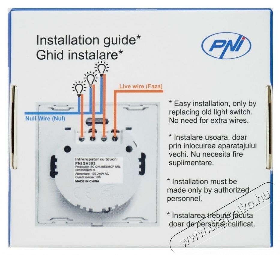 PNI SH303 H&aacute;rom r&eacute;szes kapcsol&oacute;, &uuml;veghat&aacute;s, &eacute;rintőpanel, led jelzővel, feh&eacute;r H&aacute;ztart&aacute;s / Otthon / K&uuml;lt&eacute;r - Vil&aacute;g&iacute;t&aacute;s / elektromoss&aacute;g - L&aacute;mpa kieg&eacute;sz&iacute;tő - 540475
