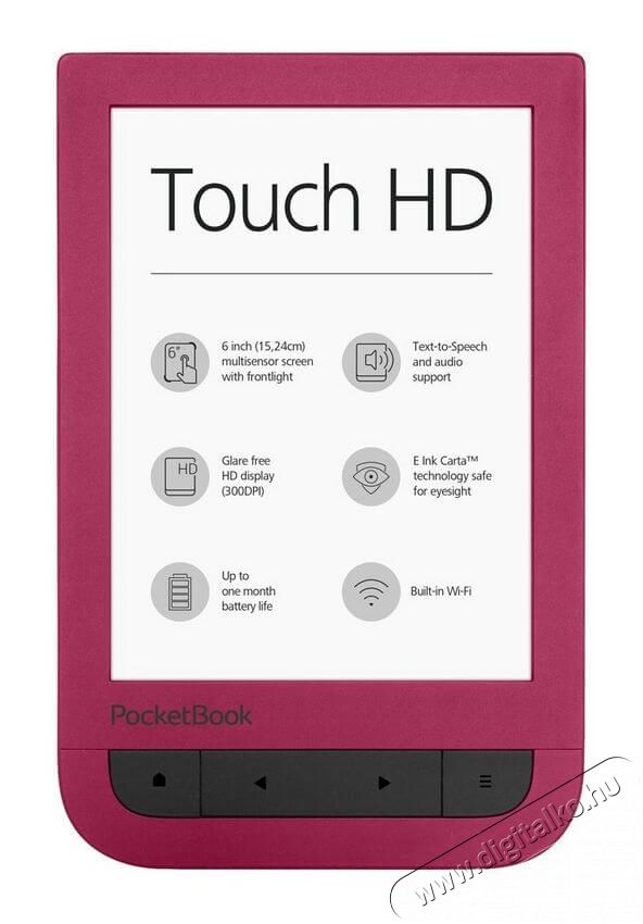 Pocketbook PB631-R-WW Touch HD E-Book olvasó - rubinvörös Mobil / Kommunikáció / Smart - E-book olvasó - 337530