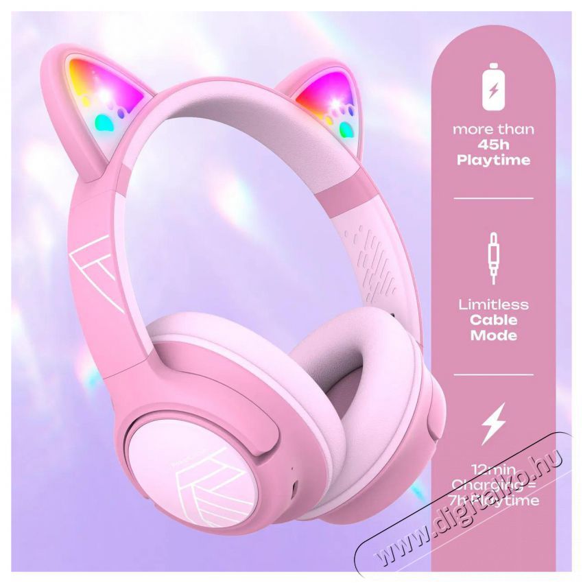 PowerLocus Bobo Cat Ears Purple/Pink Audio-Video / Hifi / Multim&eacute;dia - F&uuml;l &eacute;s Fejhallgat&oacute;k - Fejhallgat&oacute; - 510164