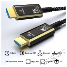 PremiumCord Ultra High Speed HDMI 2.1 Optikai &uuml;vegsz&aacute;lk&aacute;bel, 8K/60Hz, aranyozott, 5m videok&aacute;bel 5m Tv kieg&eacute;sz&iacute;tők - K&aacute;bel / csatlakoz&oacute; - Hdmi k&aacute;bel - 532092