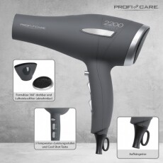 ProfiCare PC-HT 3045 Hajszárító - antracit Szépségápolás / Egészség - Hajápolás - Hajszárító - 359624