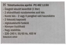 Proficook PC-MZ 1150 aprító Konyhai termékek - Konyhai kisgép (előkészítés / feldolgozás) - Aprító / daráló - 348007
