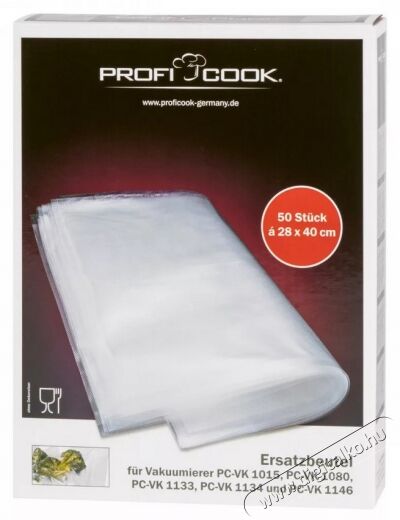 Proficook nagy 28x40cm Vákuum tasak - 50 db Konyhai termékek - Fóliahegesztő - Vákumfólia - 364172